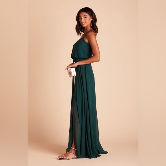 *NWT* Birdy Grey Gwennie Chiffon Emerald Bridesmaid Dress With Slit Size M - Picture 4 of 12
